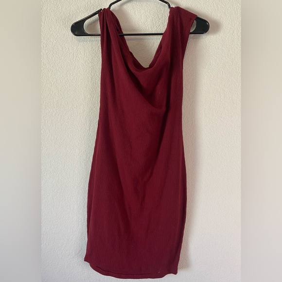 Paparazzi Maroon Wine Red Bodycon Dress w/ Crossed Tops Size S - Picture 4 of 7